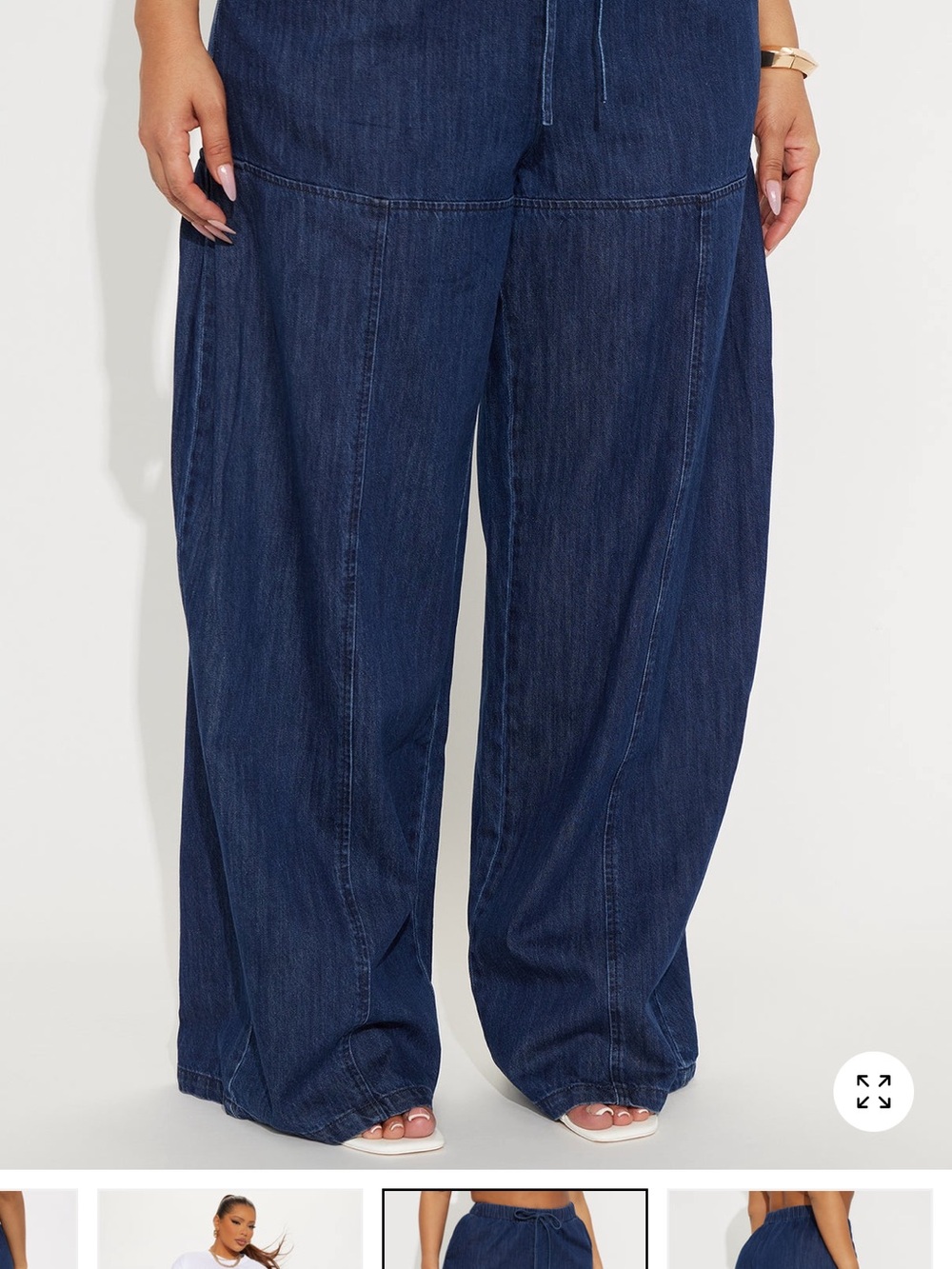 Fashion Nova Women's Wide-Leg Dark Indigo Jeans